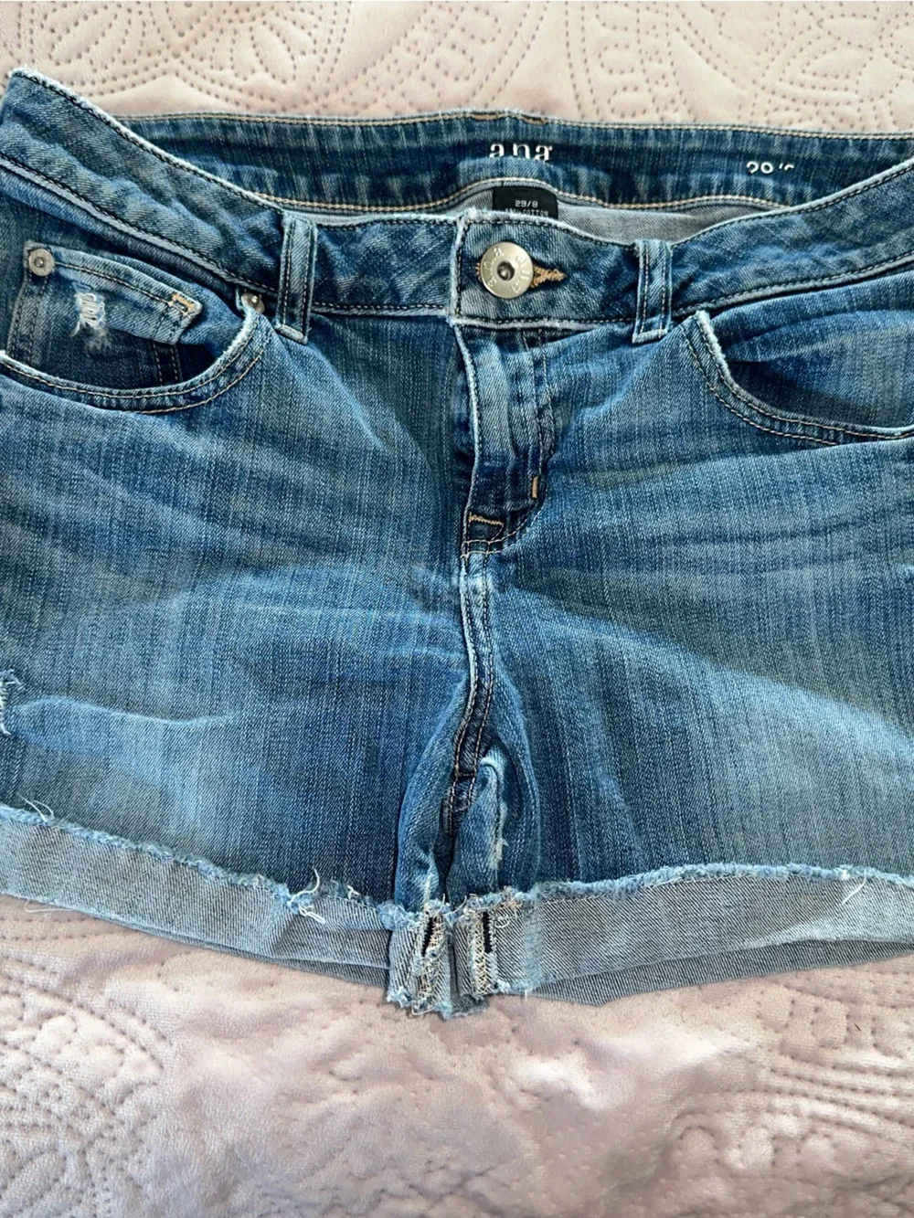 a.n.a Light Blue Distressed Denim Shorts